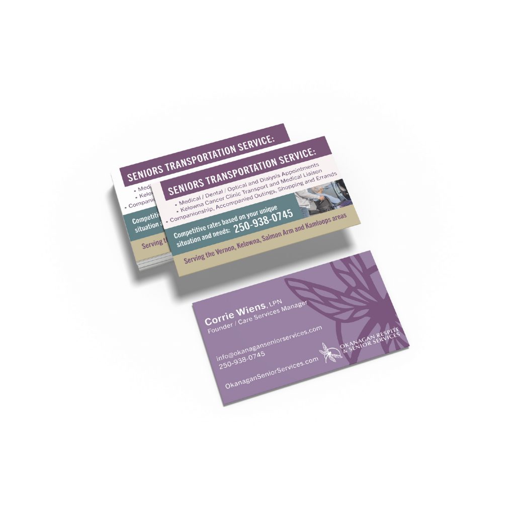 Business card and branding design for Okanagan Senior Services