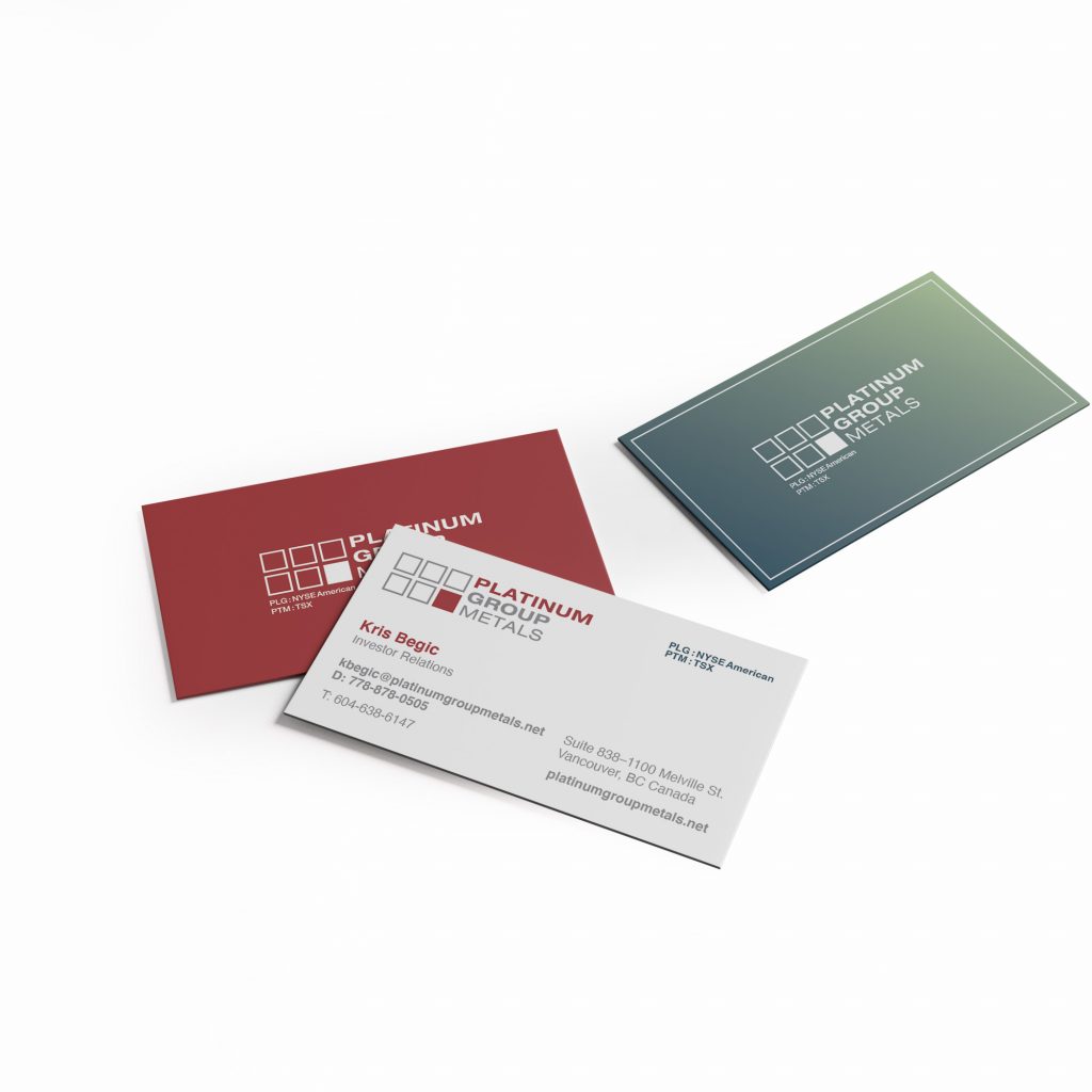 Design of a business card for platinum resources mining company
