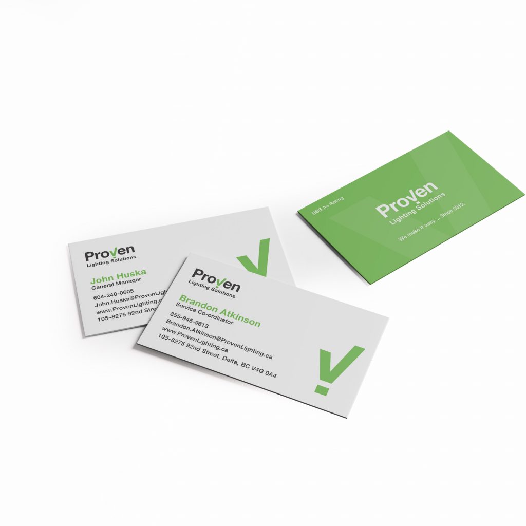 Business card design for lighting solutions business