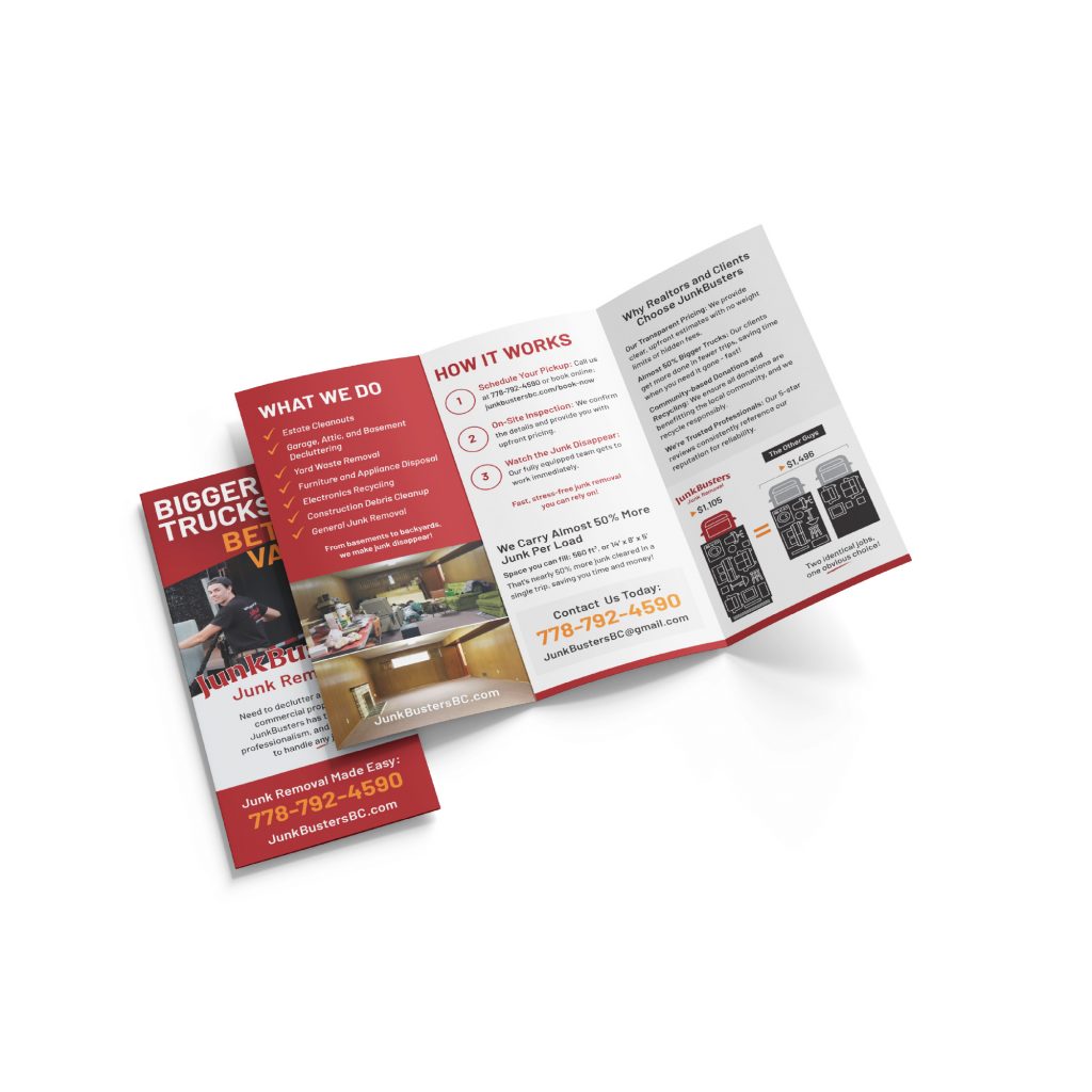 Junk removal business tri-fold brochure design in Langley