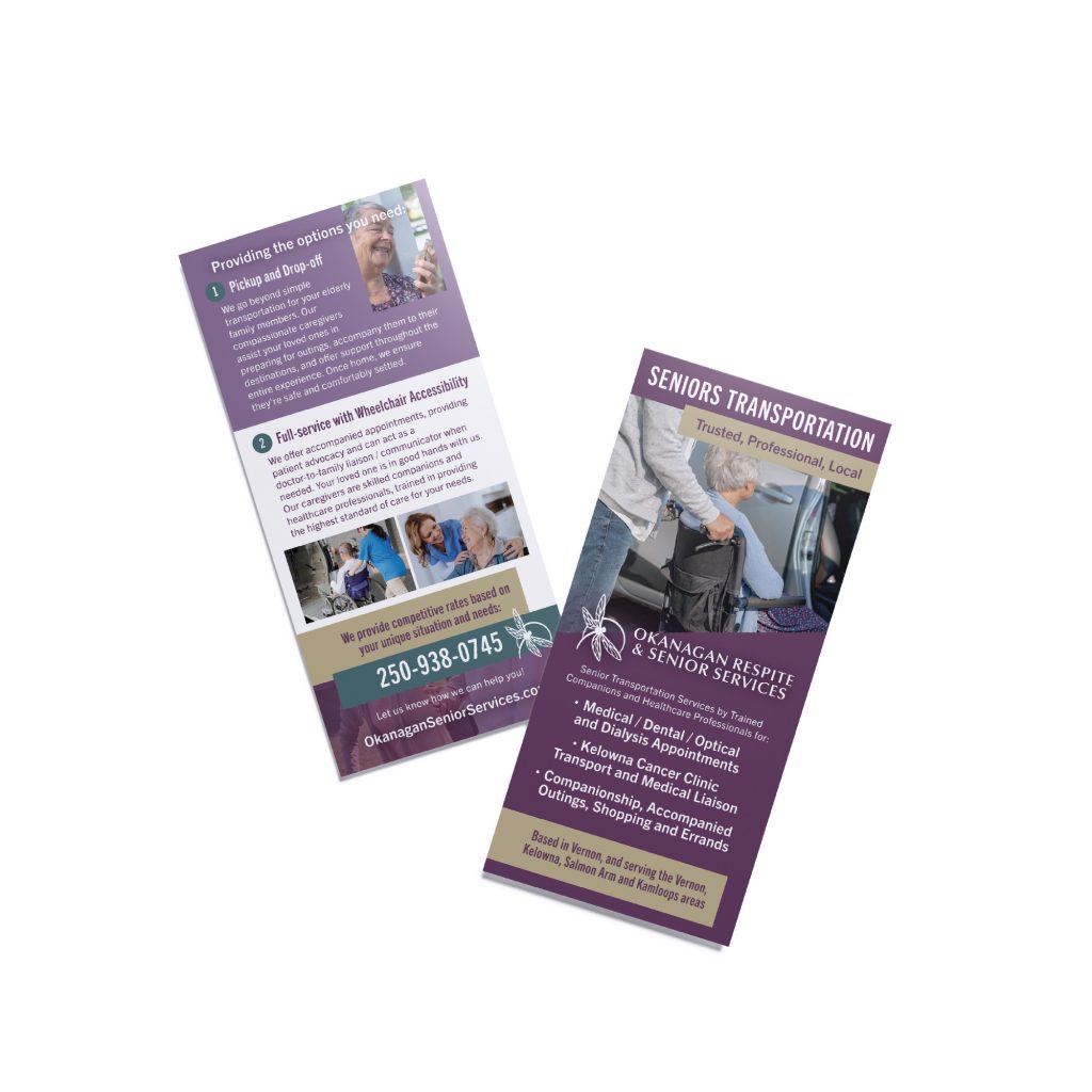 Rack card design for senior services in Okanagan