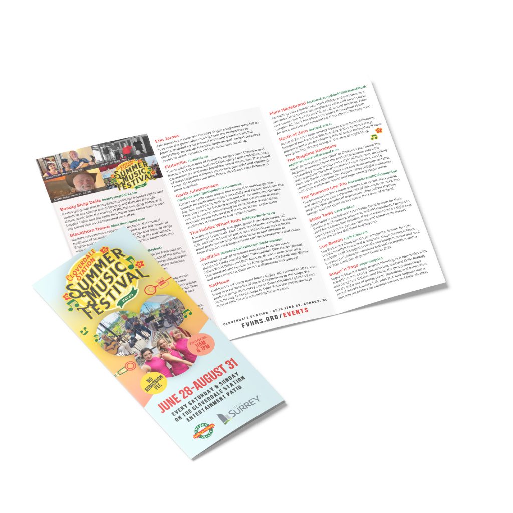 Brochure design for Cloverdale heritage rail tourist attraction