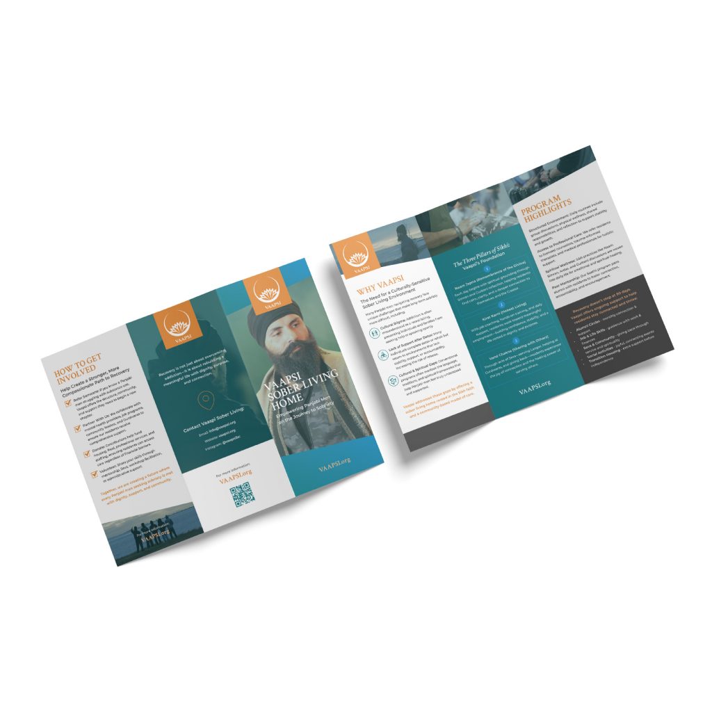 Health and wellness brochure design for sober living home in Lower Mainland