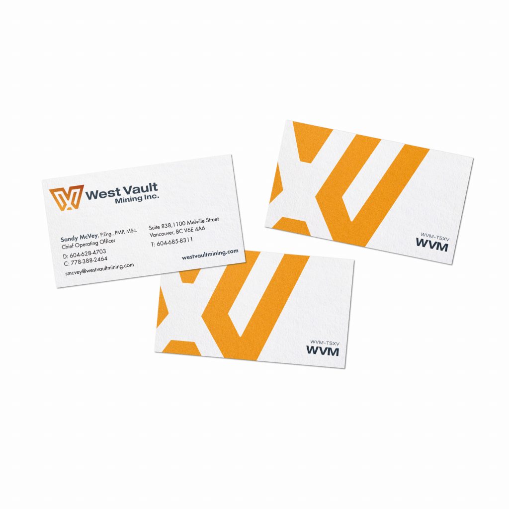 Minimalist business card design for mining company