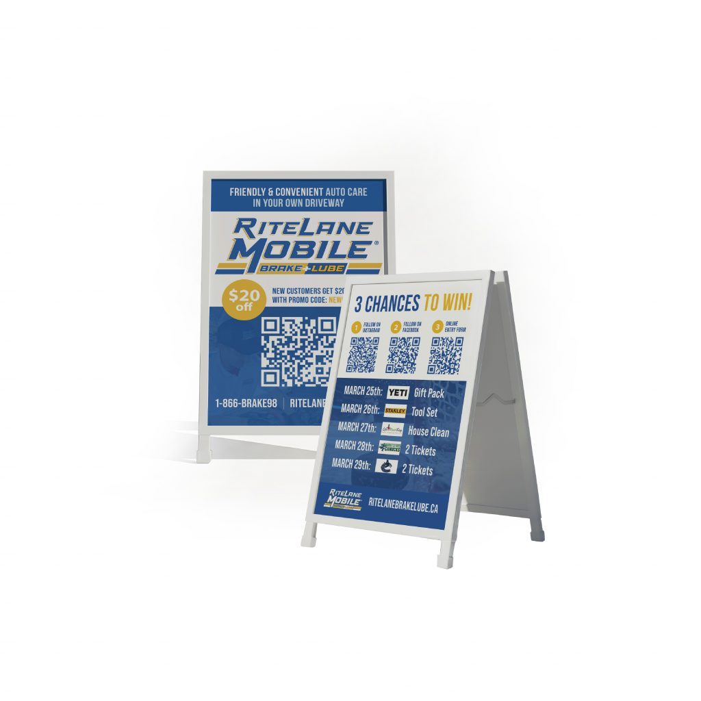 Sandwich board design for Ritelane Mobile